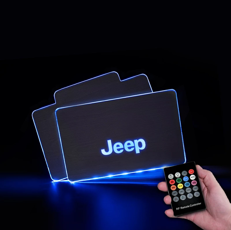 CarFitg™  JEEP Acrylic LED Foot Mats | Car logo illuminating mat