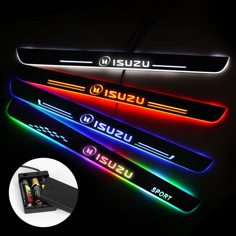 Isuzu Door Sills Trim Plates | Batteries Powered Door Sill Lights For Car Decorative Light Upgrade