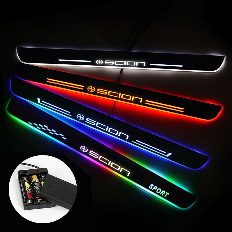 Scion Door Sill Pan | Batteries Powered LED Door Sills Entry Guards Light | Car Accessories