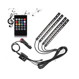 Car Fitg 4pcs 48 LED Color Changeable Music Car Interior RC Strip Light