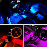 Car Fitg 4pcs 48 LED Color Changeable Music Car Interior RC Strip Light