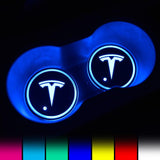 Tesla LED Car Logo Coaster 2pcs